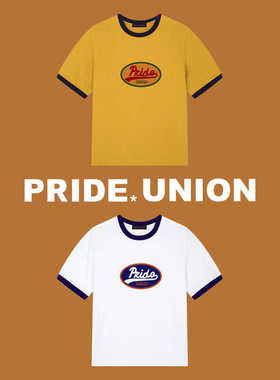 PRIDE UNION 2024初秋新款纯棉重磅美式复古撞色领Ringer TEE