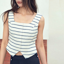 HOWL STUDIO设计师品牌粗颗粒感横条拉链马甲背心女短款夏季外穿