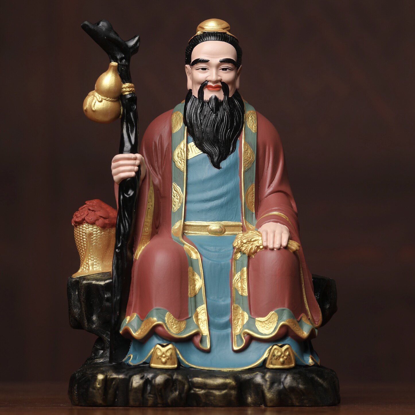 桧木雕药王孙思邈神像家用实木