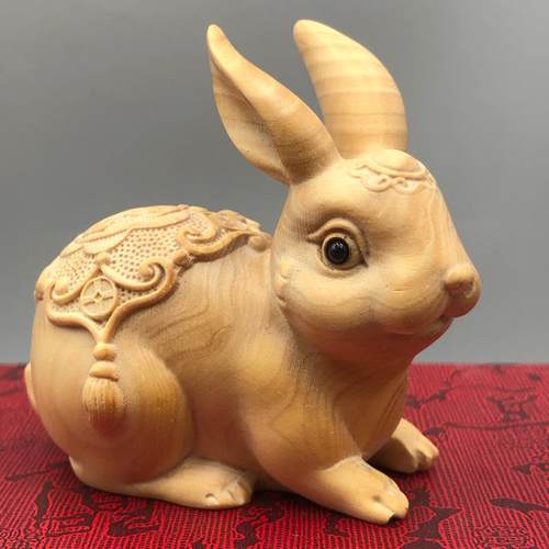黄杨木兔子摆件手把件木头工艺品