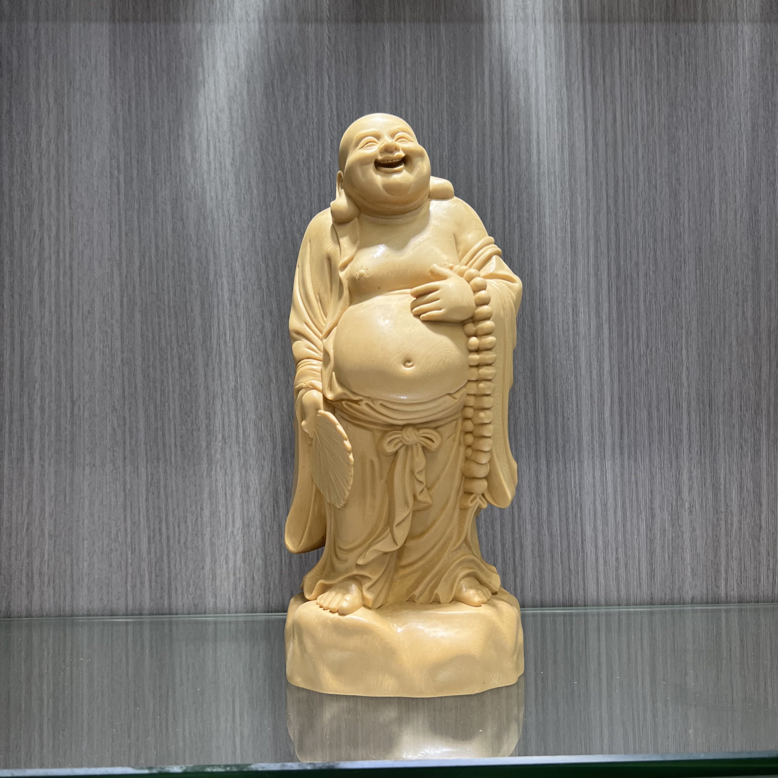 桧木雕弥勒佛未来佛实木大肚笑佛