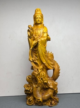 香樟木雕大号御龙观音神像实木