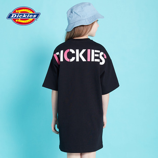 Dickies童装 连衣裙 20夏女中大潮童后背字母彩色印花圆领短袖