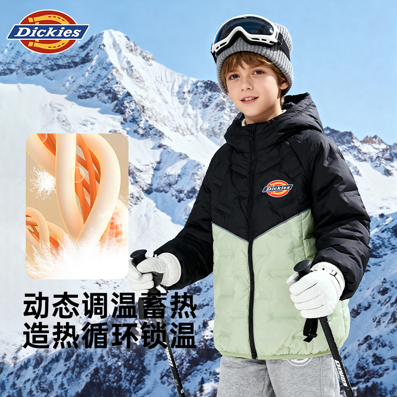 Dickies儿童羽绒服轻薄款男女童2025年经典logo休闲保暖冬季外套