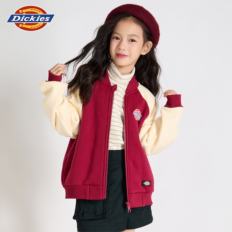 Dickies童装男童女童撞色棒球服秋冬保暖宽松版工装风儿童外套潮