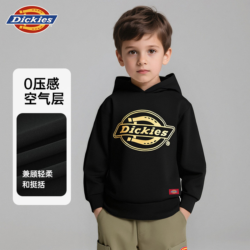 Dickies童装2025新款卫衣秋冬款儿童半开襟上衣男女童潮流衣服