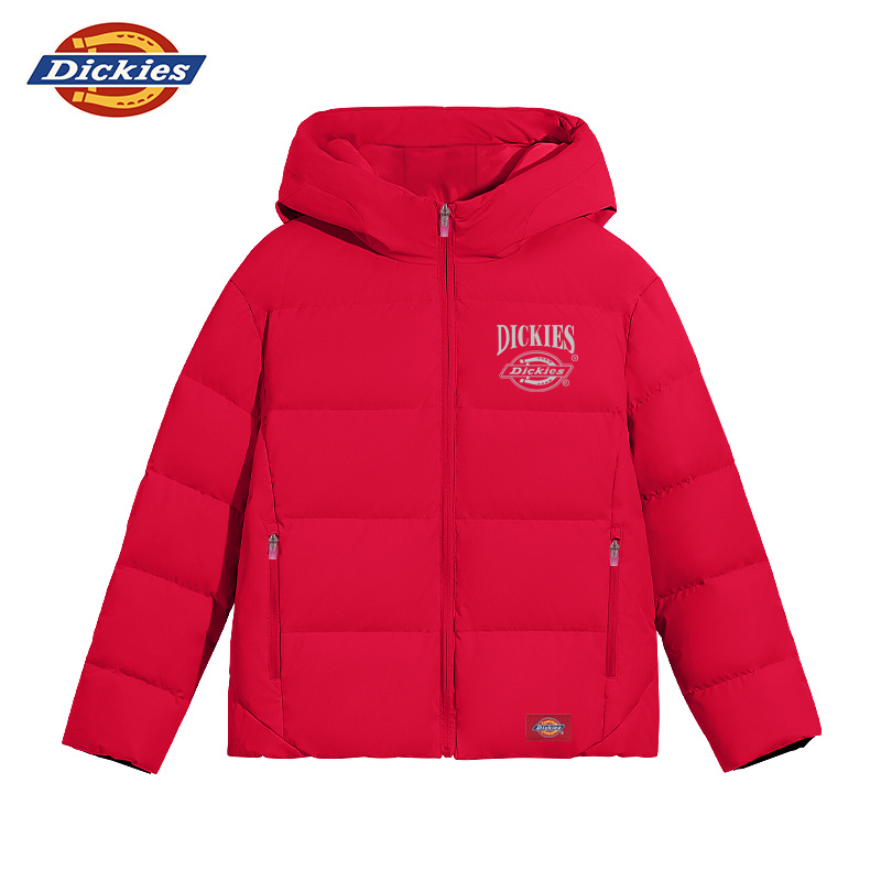Dickies女童羽绒中大童羽绒服2025冬新品中长款连帽保暖加厚外套