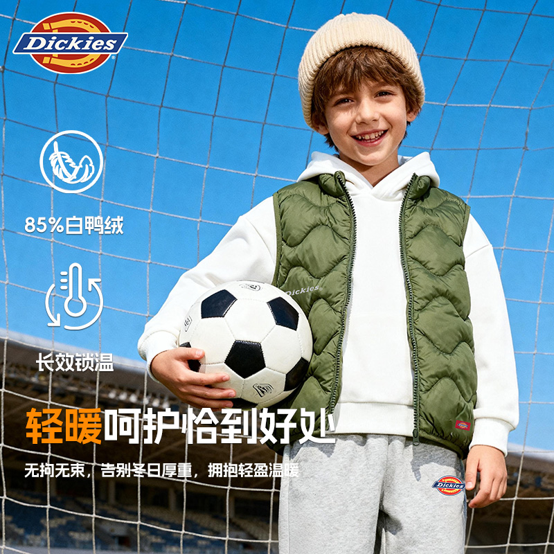 Dickies童装男童女童轻薄款羽绒服冬季保暖外套2025新款儿童冬装