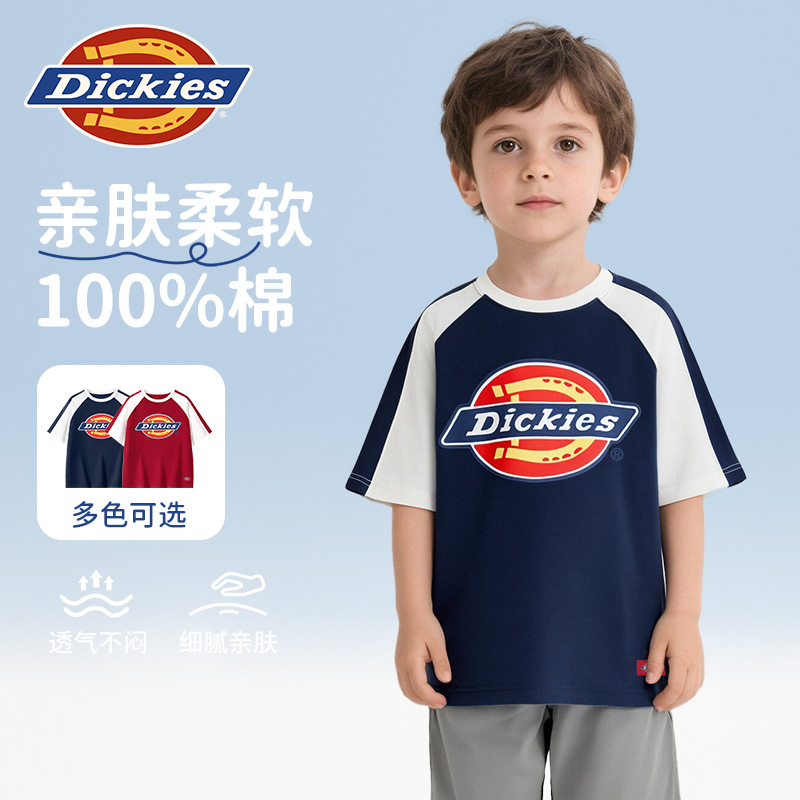 Dickies短袖宽松儿童休闲2025夏季新款透气圆领印花纯棉T恤