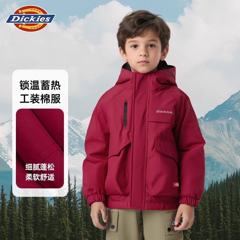 Dickies男童棉服2025年新款冬季外套中大儿童冬装男孩工装服衣服