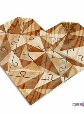 英国Luckies爱心心形小树拼图贺卡DIY爱情创意情侣生日卡片礼物