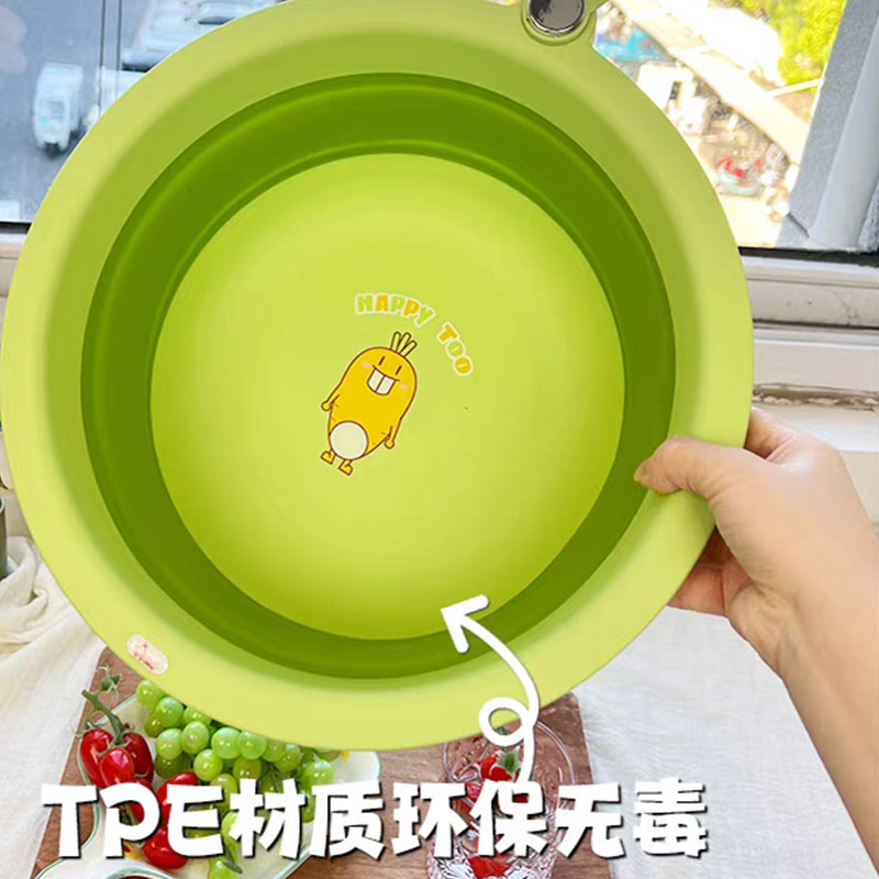 儿童可爱脸盆家用宿舍大号学生婴儿洗脸盆便携式户外旅行压缩水盆