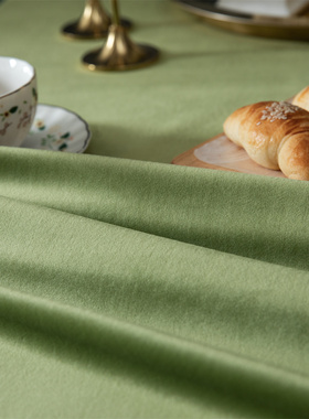 【牛油果桌布】轻奢丝绒布绿色台布长方形家用西餐桌布艺茶几加厚