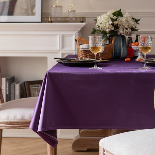 紫色法式桌布轻奢丝绒