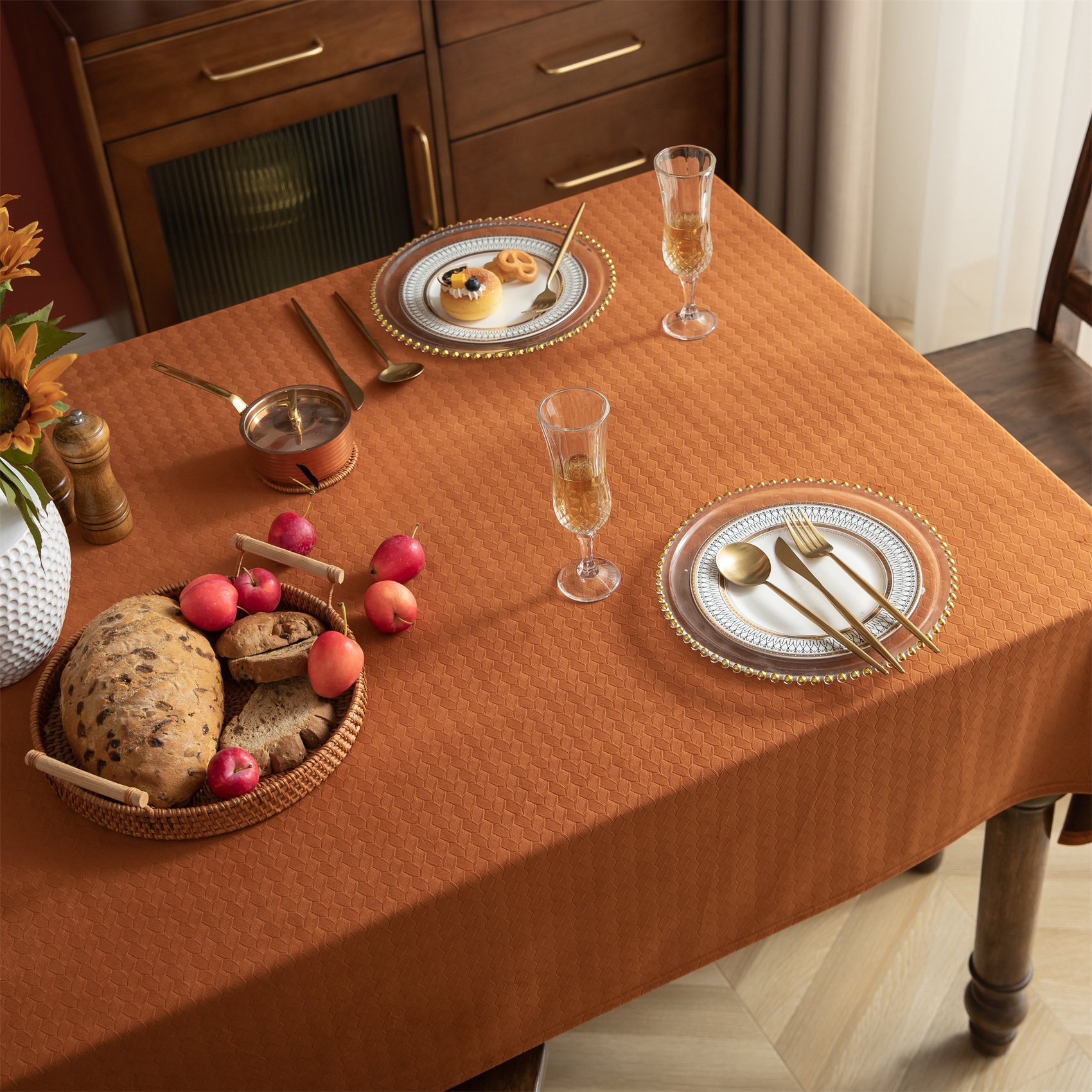 复古麦穗丝绒长方形大台布桌布