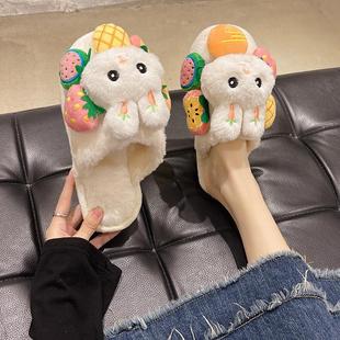 少女心小兔子情侣拖鞋女冬季韩版包头保暖网红可爱卡通毛绒棉拖鞋