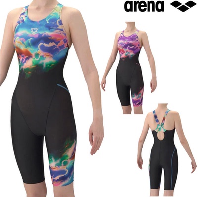 Arena阿瑞娜半腿竞技连体泳衣AQUA竞速训练健身游泳衣女AS6SWF07L