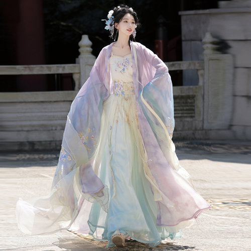 仙楚姬原创汉服【知意】唐制渐变飘逸齐腰裙古风清冷仙气春夏新款