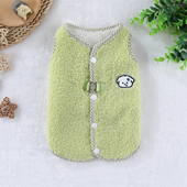 猫咪狗狗秋冬加绒厚泰迪绒可牵引防掉毛保暖马甲宠物博美柯基衣服