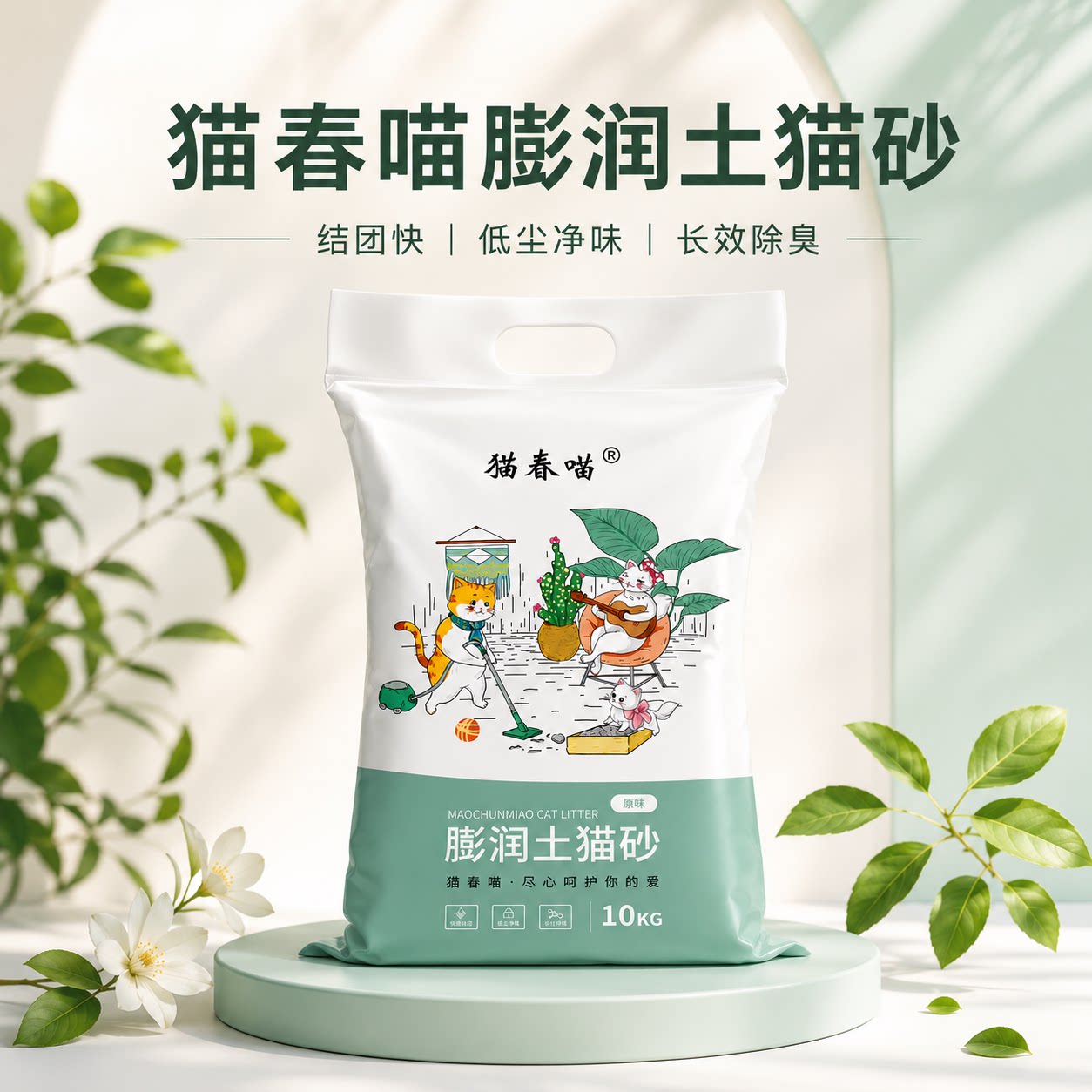 【好物体验专享】猫春喵除臭低尘猫砂大包装10斤秒结团膨润土猫砂