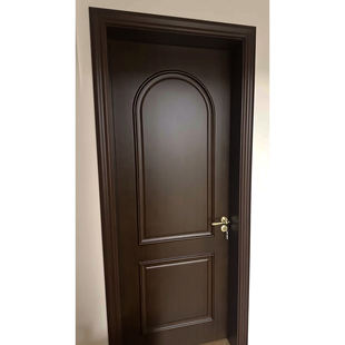 中古风卧室门烤漆门实木复合室内门胡桃木色房间木门烤漆