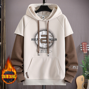 青少年卫衣男秋冬装初中高中学生大童宽松连帽帅气上衣服潮流外套