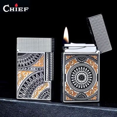 法国首领西部牛仔风格精雕纯铜侧滑朗声打火机个性高端送礼佳品