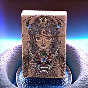 手工紫铜超薄三代浮雕镶嵌扎基拉姆珐琅填彩创意打火机男士送礼