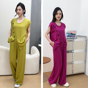 夏季新款棉绸短袖睡衣女家居服套