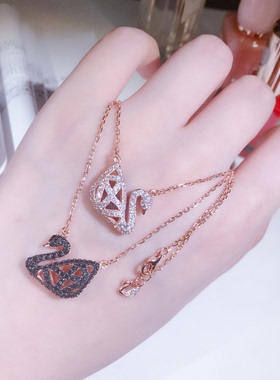 黑白天鹅镀18k玫瑰金吊坠包邮