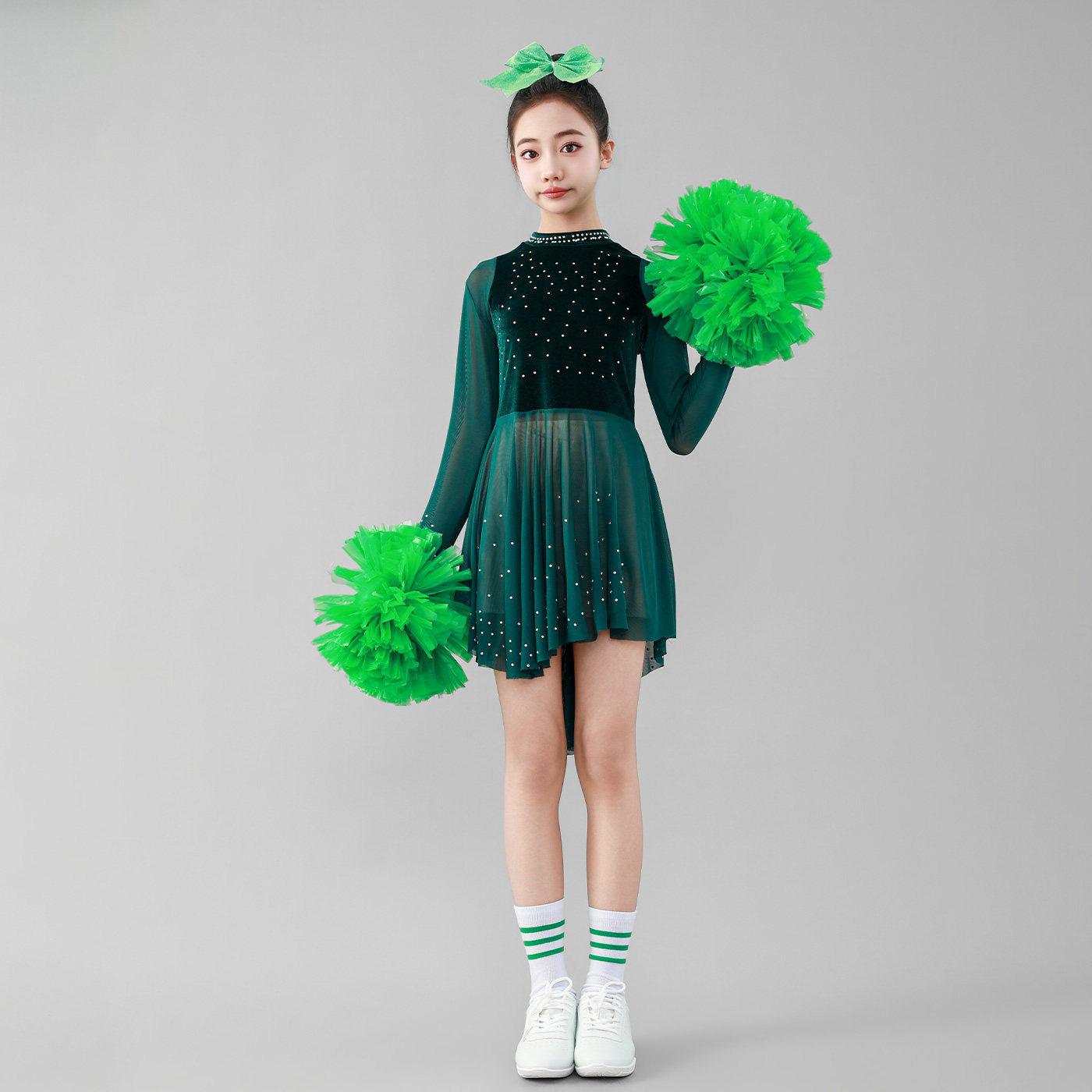 墨绿连体啦啦操服女青少年舞台
