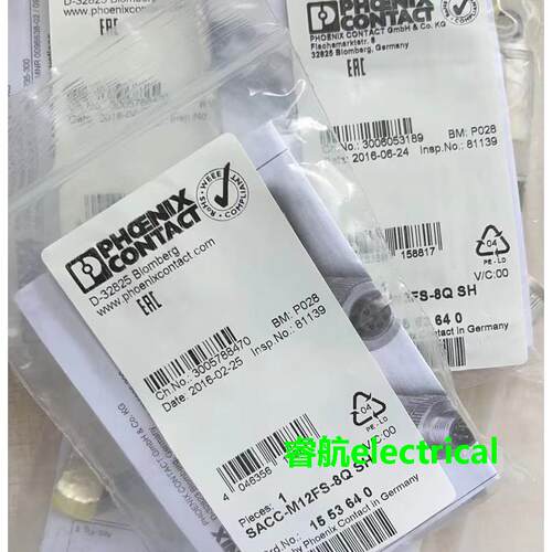 1553640菲尼克斯原装现货SACC-M12FS-8Q SH数据连接器8芯直头议价