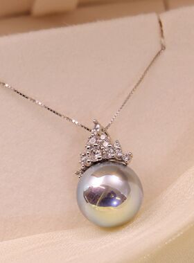 冰雪皇后施家珍珠项链耳钉S925纯银正圆毛衣链锁骨链青岛美娅珠宝