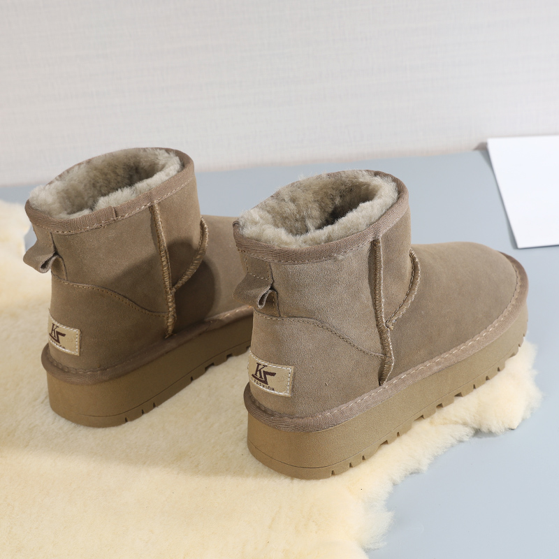 牛皮雪地靴防滑厚底保暖大棉鞋