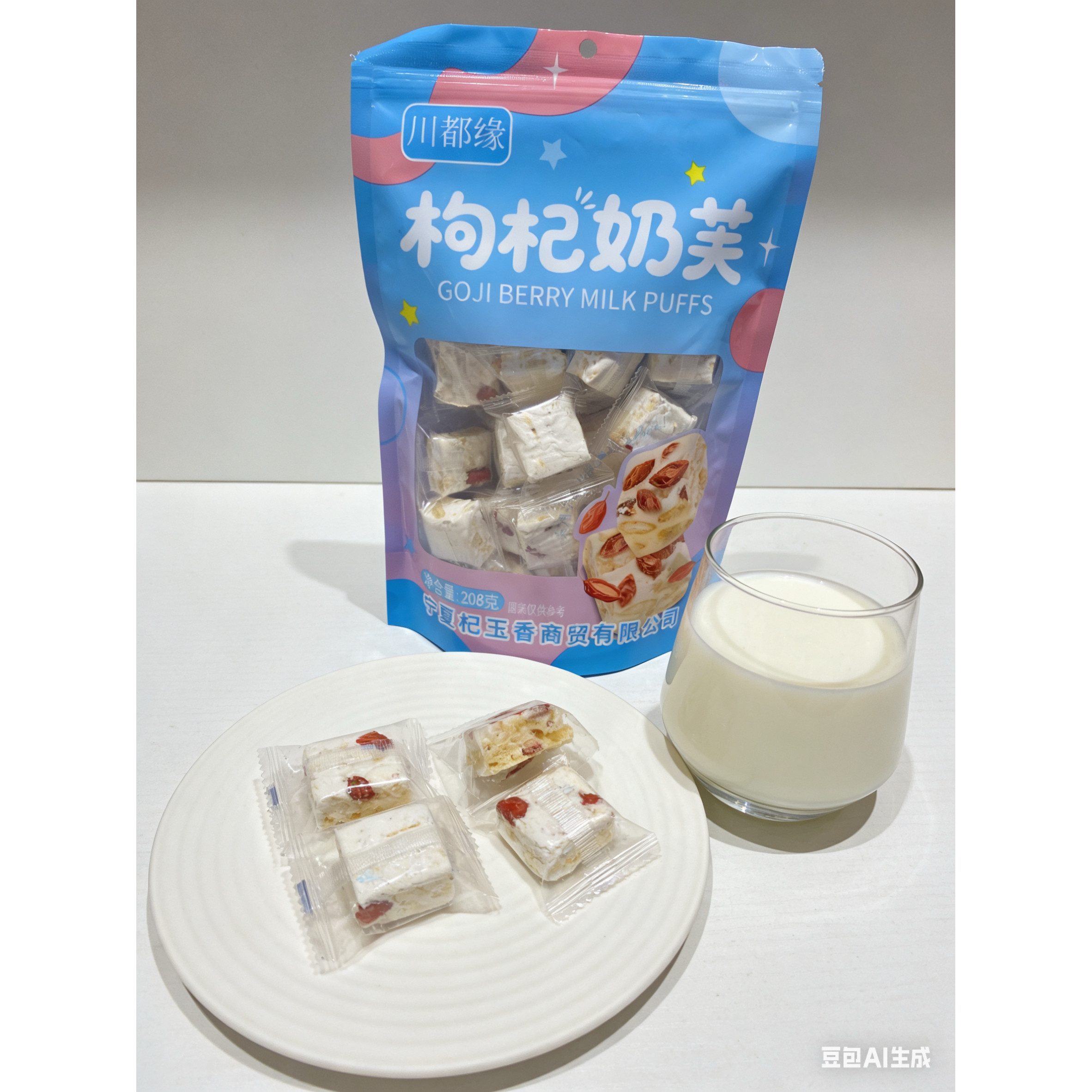 【川都缘】宁夏特产川都缘枸杞奶芙208g袋装枸杞奶糕,零食/坚果/特产,棉花糖/牛轧糖/充气糖果,淘宝优惠券,粉丝福利购,淘宝优惠卷