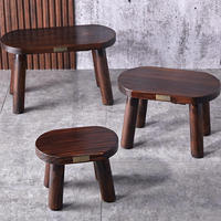 Anti-corrosion household vintage small wooden stools, square stools, low stools for adults and children, small stools, solid wood small stools, living room shoe-changing stools thumbnail 2