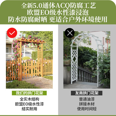 防腐木户外庭院拱门花架院子花园木栅栏拱形门带门月季爬藤葡萄架