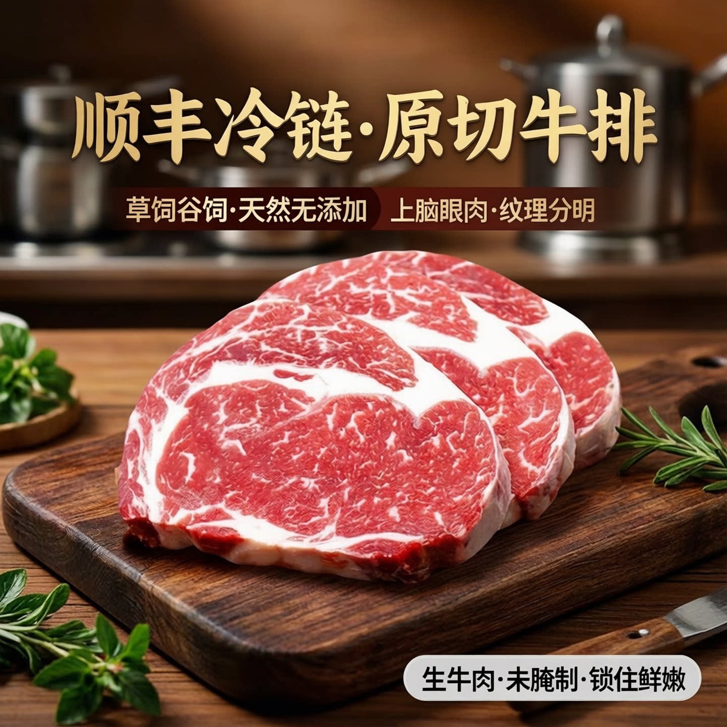 楚霸漠场草饲西冷眼肉牛排生牛肉