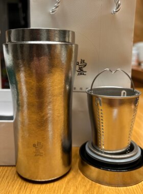 鸣盏纯钛泡茶保温杯高颜值男士女生泡茶杯茶水分离办公茶具钛杯