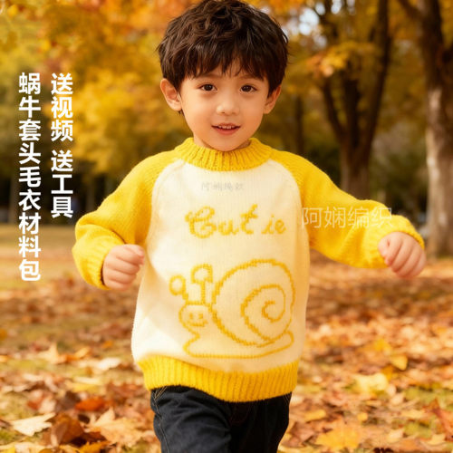 蜗牛图案插肩款毛衣diy材料包