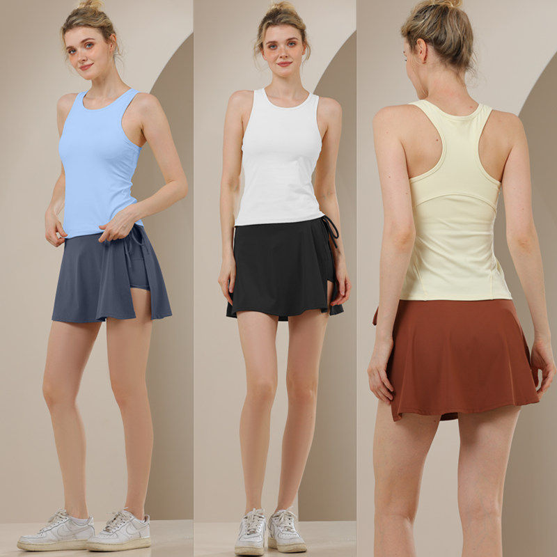 潮牌网球裙女子夏季跑步速干防走光运动短裙套装半身裙羽毛球裙裤