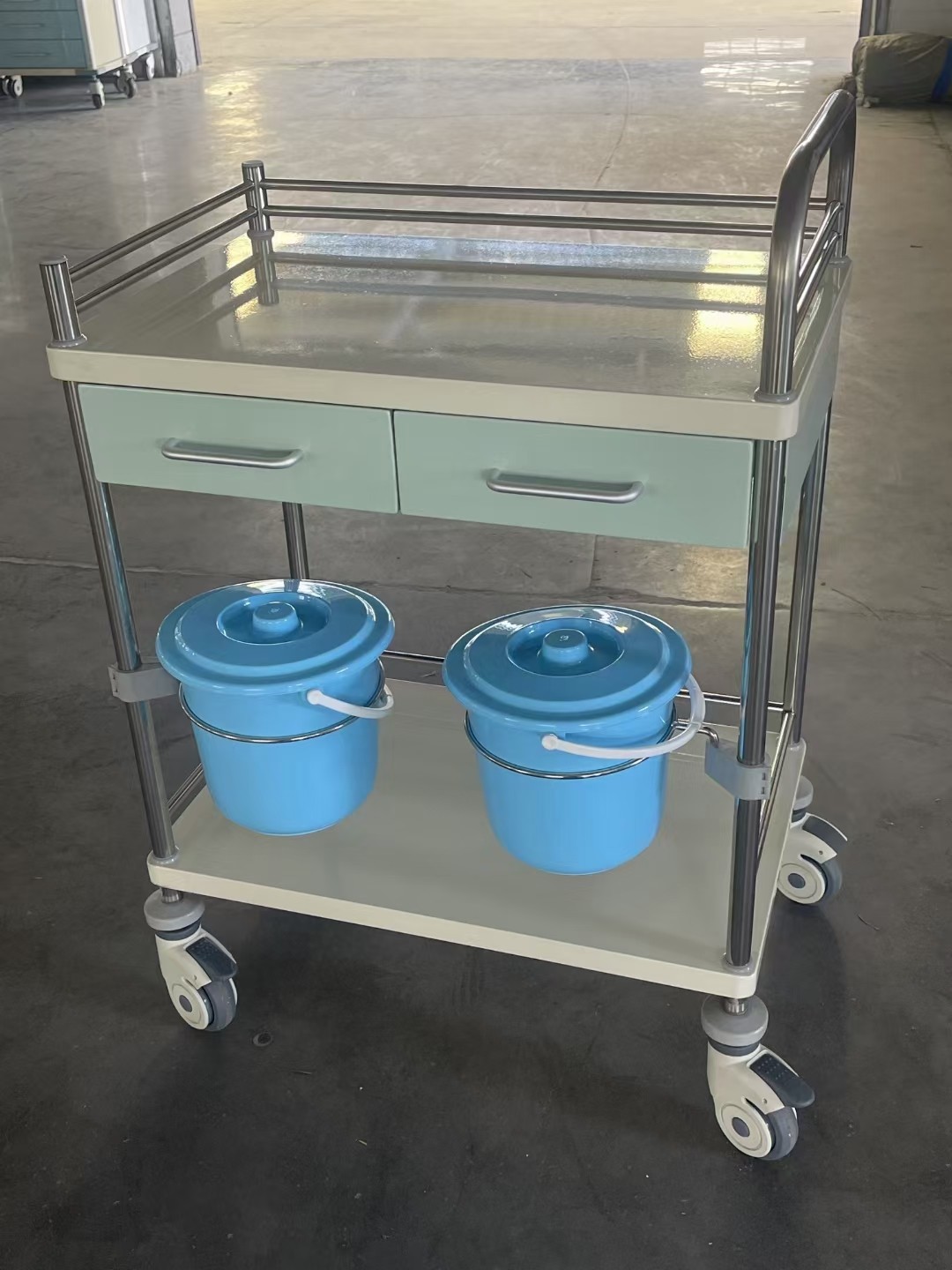 医用690冷钢喷塑治疗车 晨间护理车彩钢急救推车药品输液麻醉推车