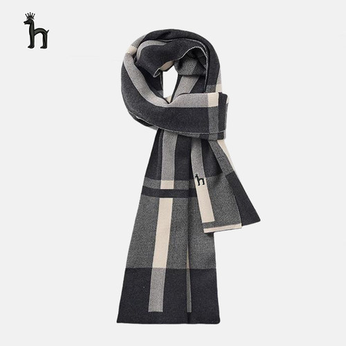 哈吉斯船长围巾男冬季新款百搭东北防寒格子休闲高级感保暖短围脖