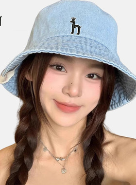 哈吉斯船长日系复古牛仔渔夫帽女春夏季百搭显脸小防晒遮阳盆帽