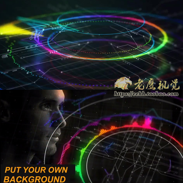 音乐均衡器音波跳动节奏可视化HUD高科技特效动画 AE模板源文件