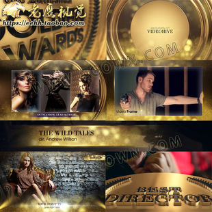 AE模板大气闪耀金色粒子颁奖典礼企业公司年会晚会开场宣传片包装