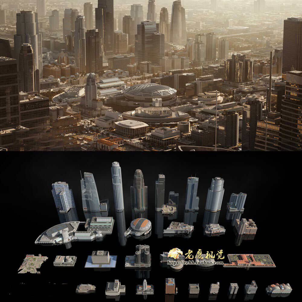 现代城市建筑楼房大厦3D模型 C4D/MAX/FBX/OBJ/Maya/Blender等