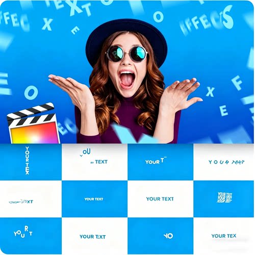 FCPX插件-119个简洁自定义基本文字标题缓入缓出弹跳动画预设