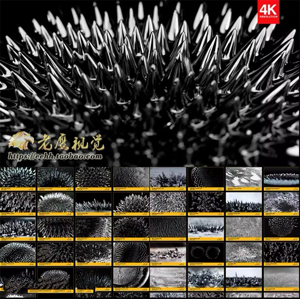 113个黑白磁体磁铁显微镜下流体近距离吸附微观特效4K视频素材