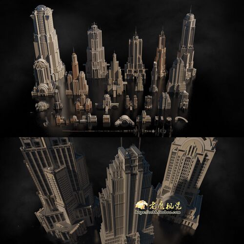 未来大气高楼大厦建筑楼房3D模型 C4D/MAX/FBX/OBJ/Maya/Unity等
